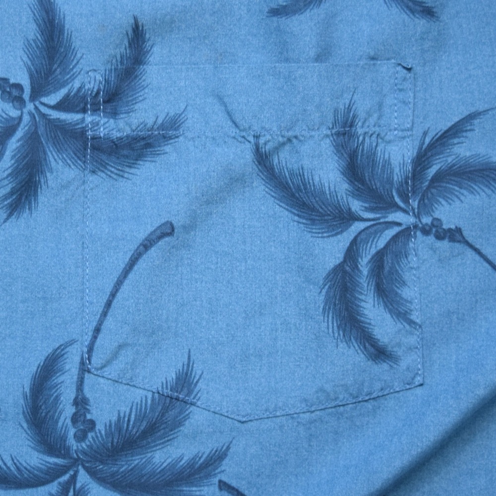 Vintage Paradise Found Hawaiian Shirt Mens XL Blue Rayon Palm Tree Aloha - Spot - Picture 4 of 14